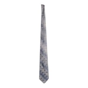 Via Europa accessory men's tie grey blue circles concentric fine neckwear silk